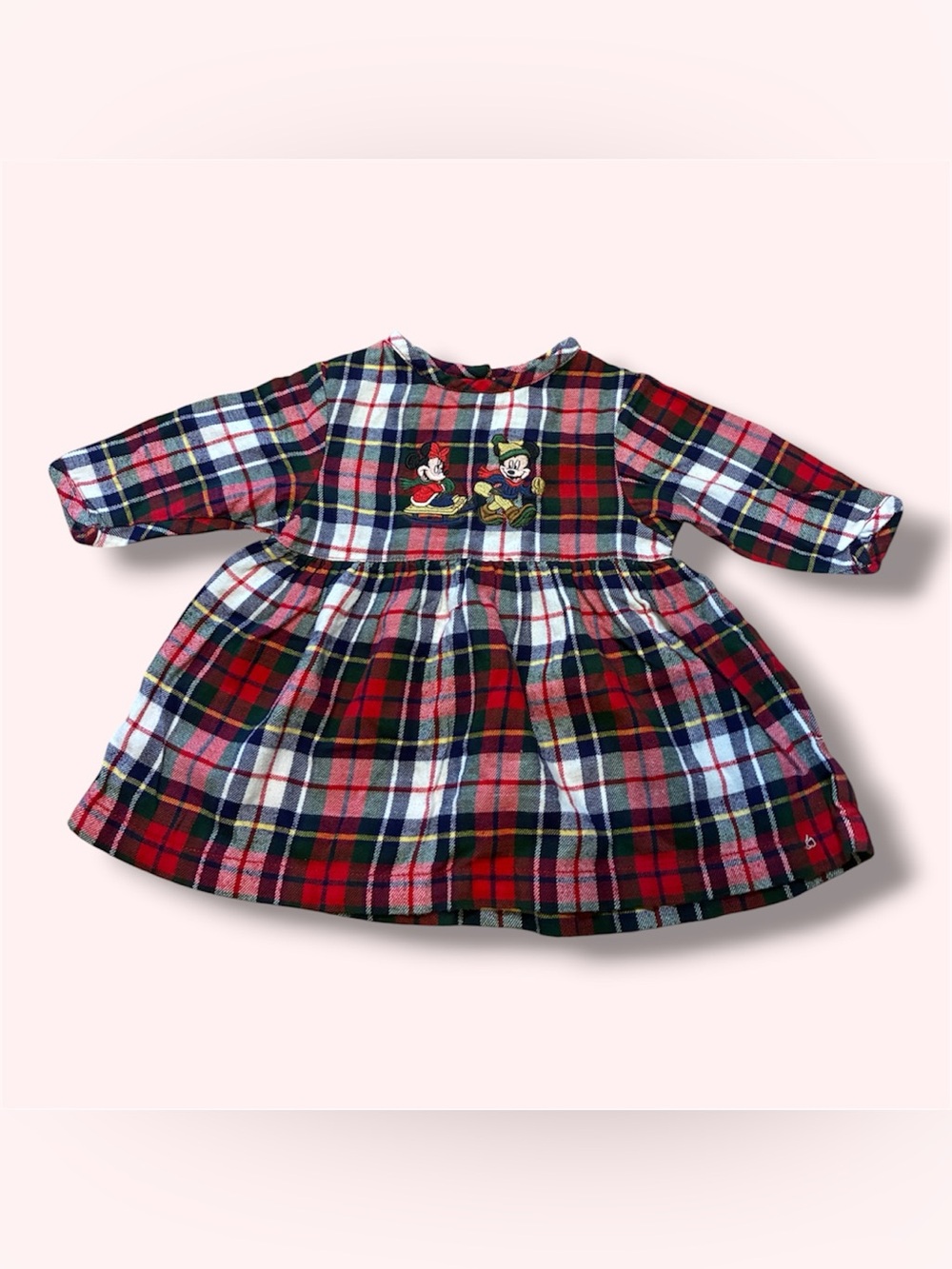 Vintage Disney Store Plaid Holiday Mickey & Minnie Dress Size 12M